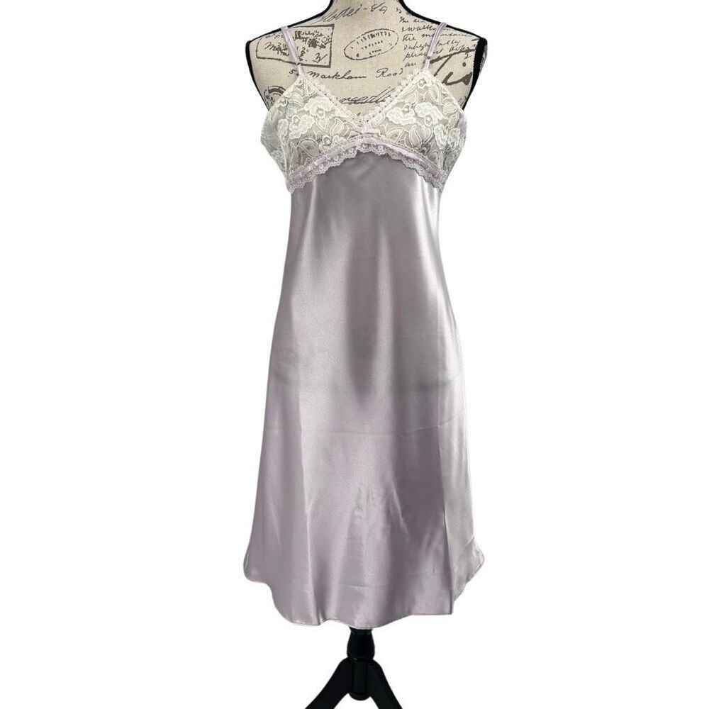 Vintage Gunne Sax by Jessica McClintock Satin Lace‎ Slip Dress #U1045 Large NWOT
